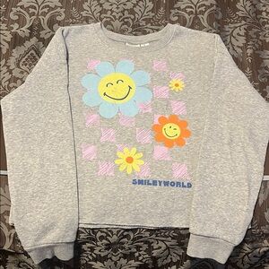 Kids Gray Sweatshirt with Colorful Flowers